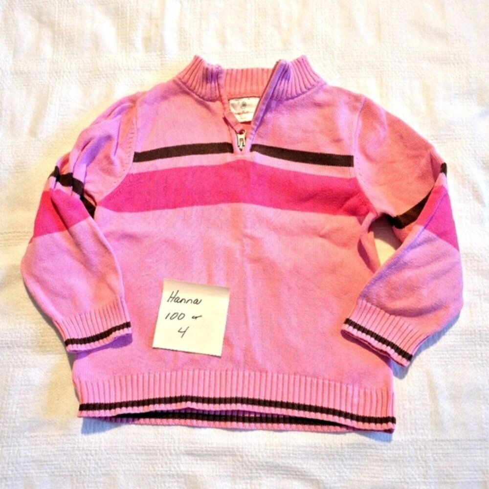 Hanna Andersson girls size 100 or 4 pink & brown pullover sweater some fade